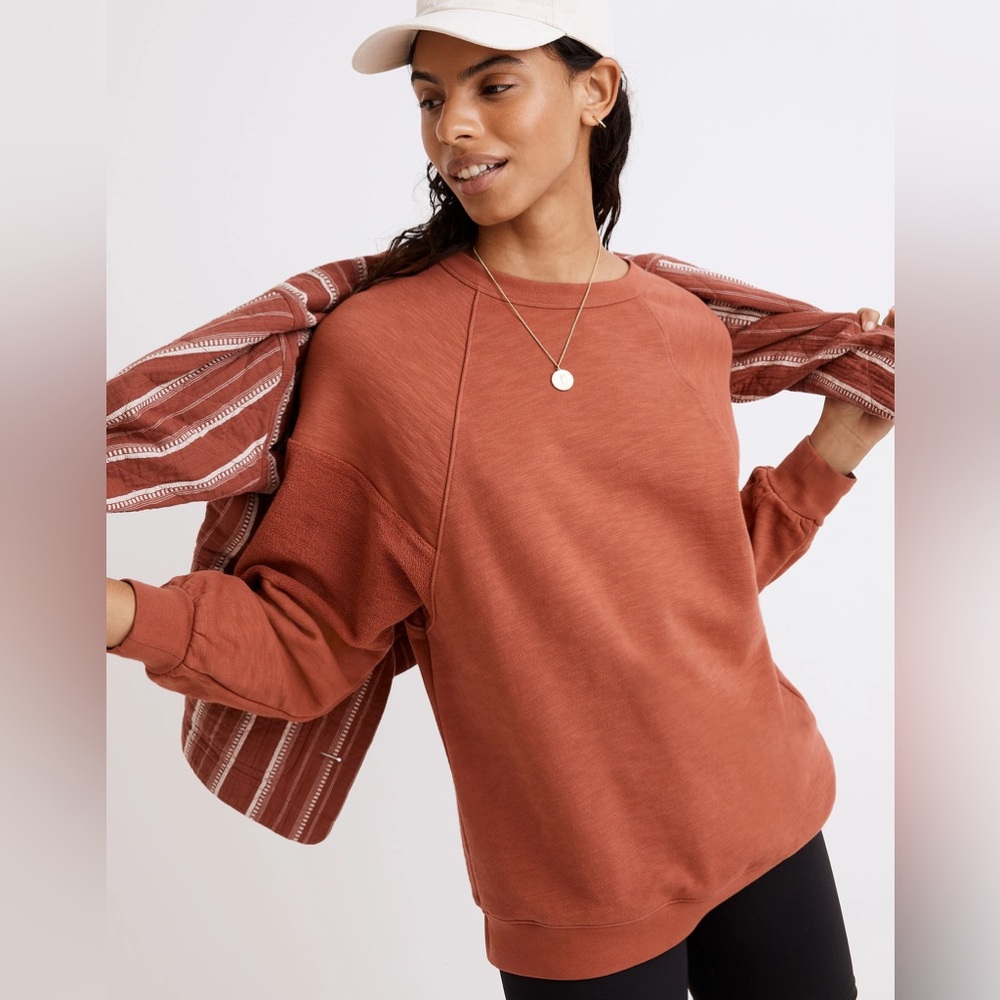 Madewell MWL Oversized Raglan Sweatshirt - weathered brick - size L